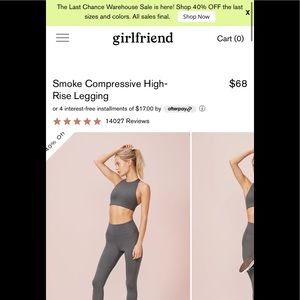 Girlfriend collective SET leggings + bra size M